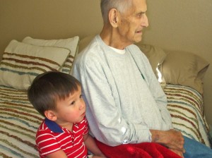 I love this photo of Connor and his Great Grandpa watching TV together